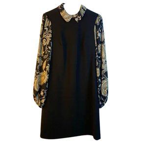 Tommy Hilfiger Black Retro Style Paisley Knee Length Dress